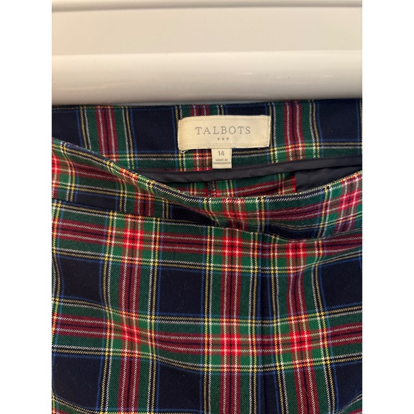 Talbots‎ women's 14 pants plaid Green blue red straight leg - Picture 2 of 4